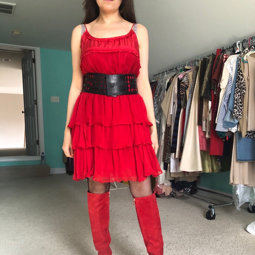 Silk, red dress